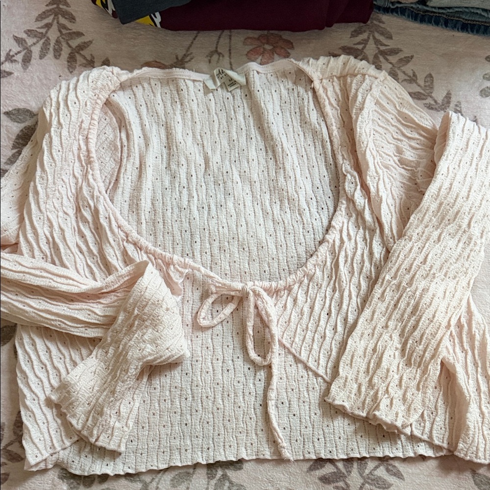 Atelier Sona Light Pink Textured Cardigan